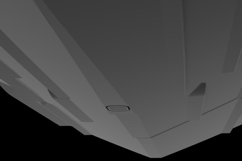 Overhead view of boat cabin ceiling with recessed lighting and ventilation details