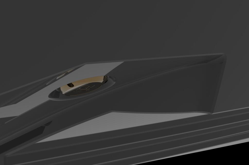 Sleek side vent detail on a modern boat's hard-top showing aerodynamic design and air flow channels