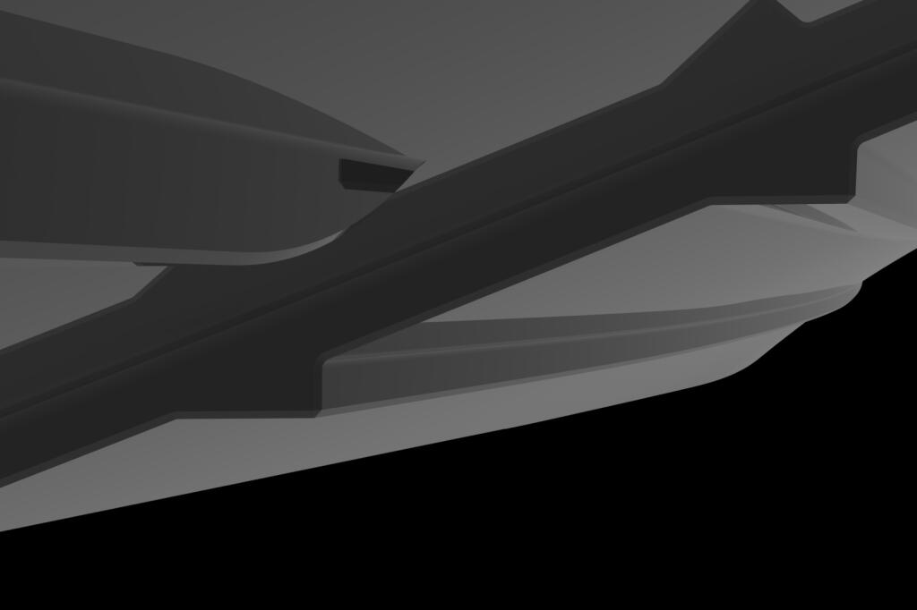 Close-up detail of boat's sleek hardtop structure with chamfered edges and modern design lines